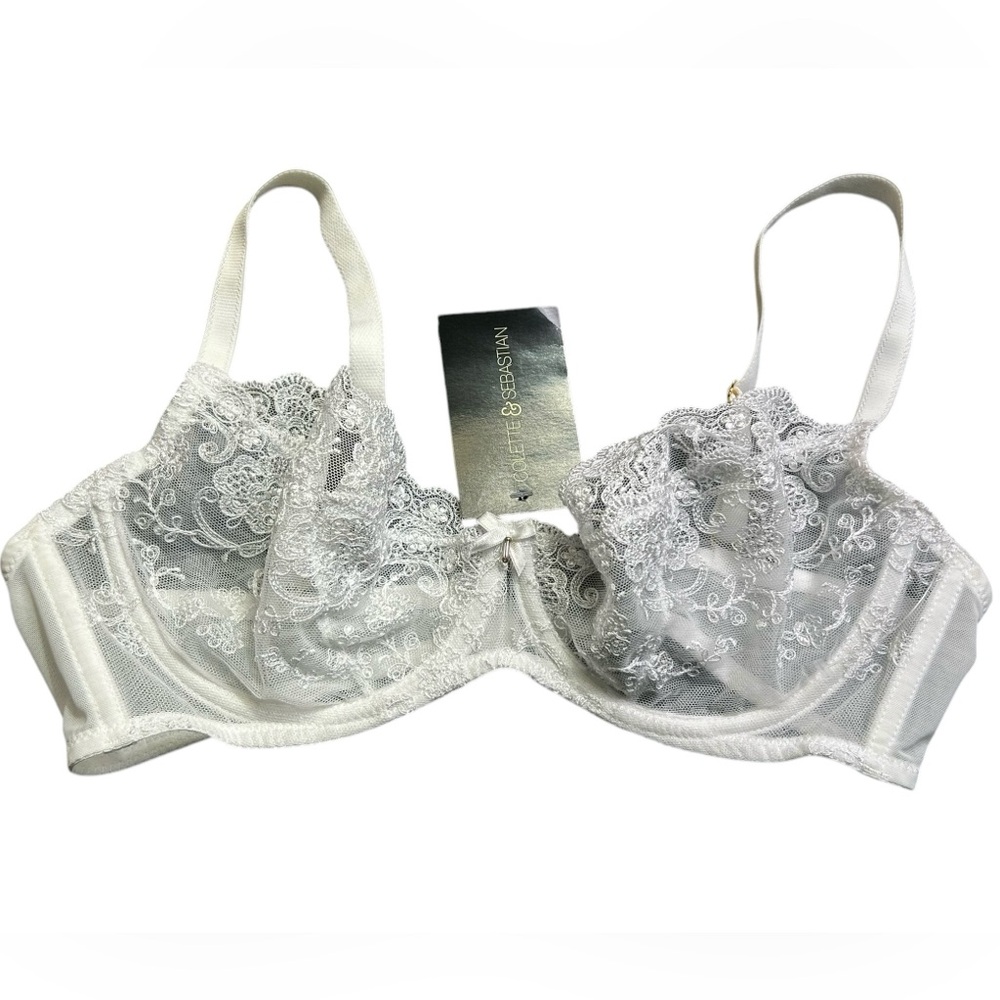COLETTE & SEBASTIAN women’s white lace unlined unpadded underwire bra 36D NWT